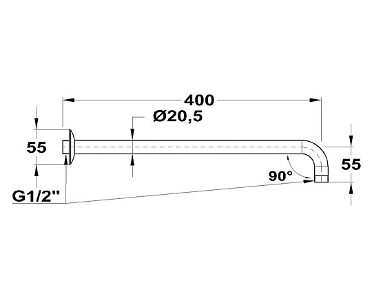 Держатель душевой головки 90° x 400