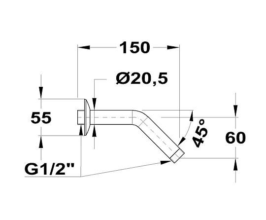 Держатель душевой головки 45° x 150